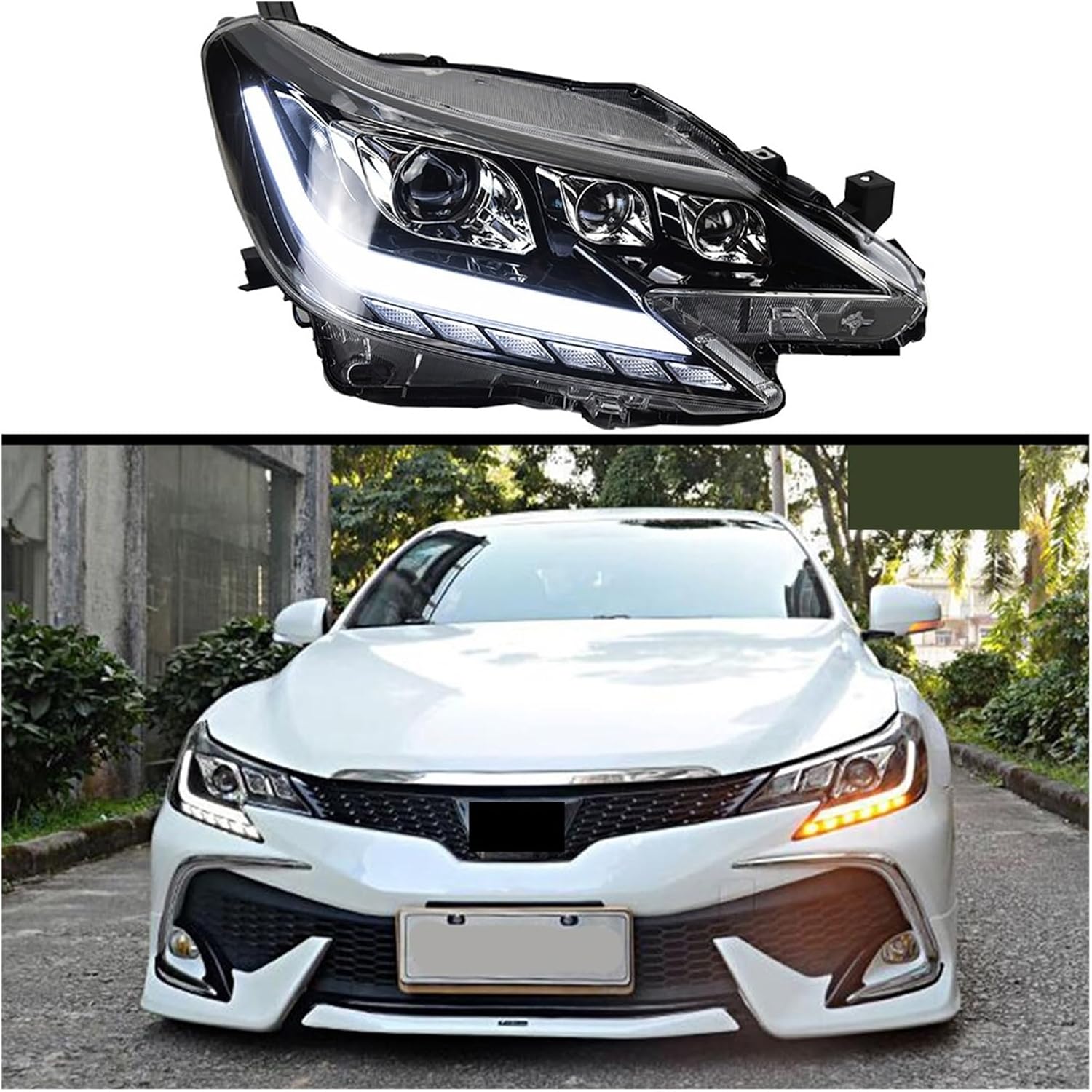 Car Front Headlight Compatible With Reiz Mark X 2013 2014 Type LED HeadLamp Styling Dynamic Turn Signal Lens Automotive Accessories 2PCS(No bulb)
