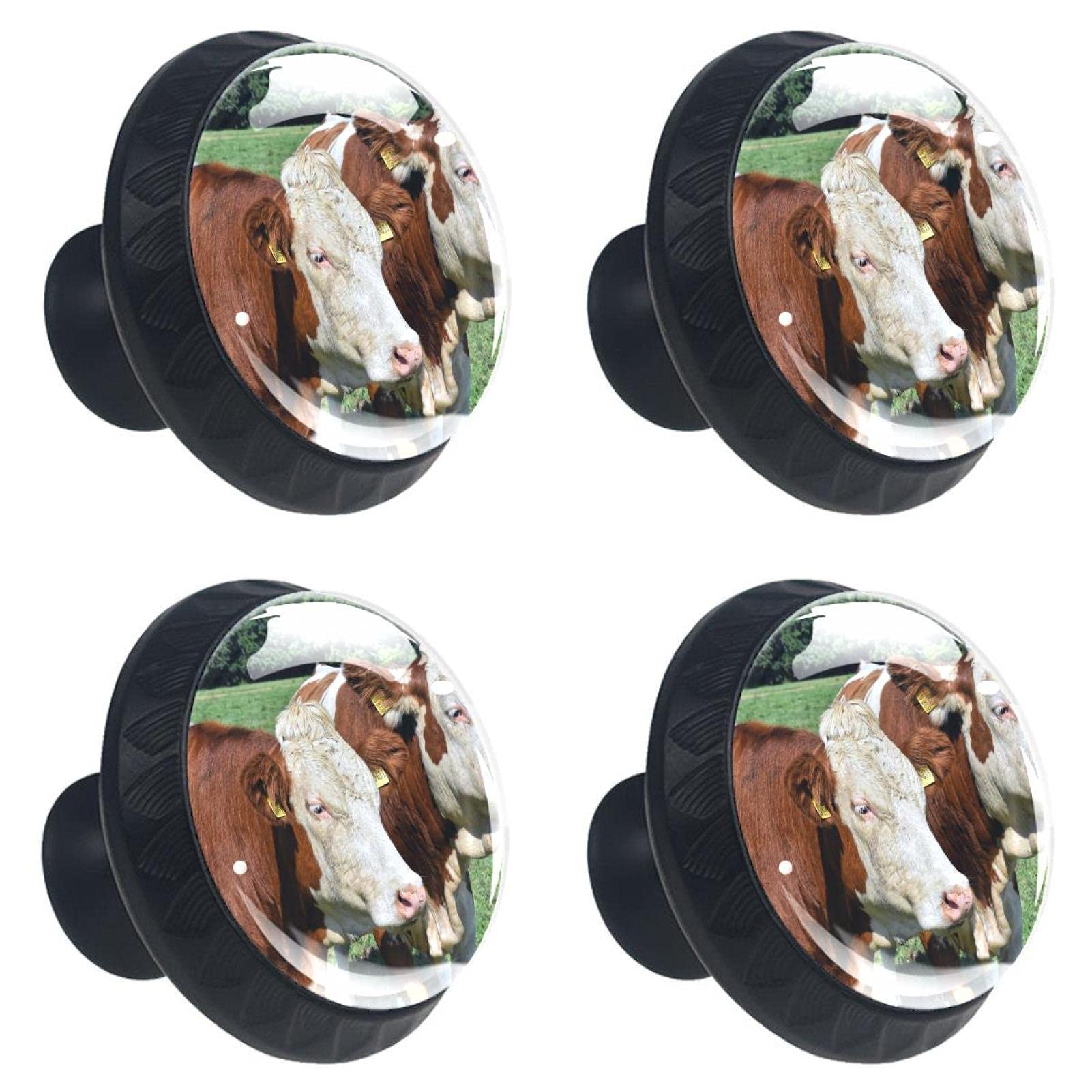 Poignées de porte motif vache lot de 4 bouton de meuble placard armoire tiroir