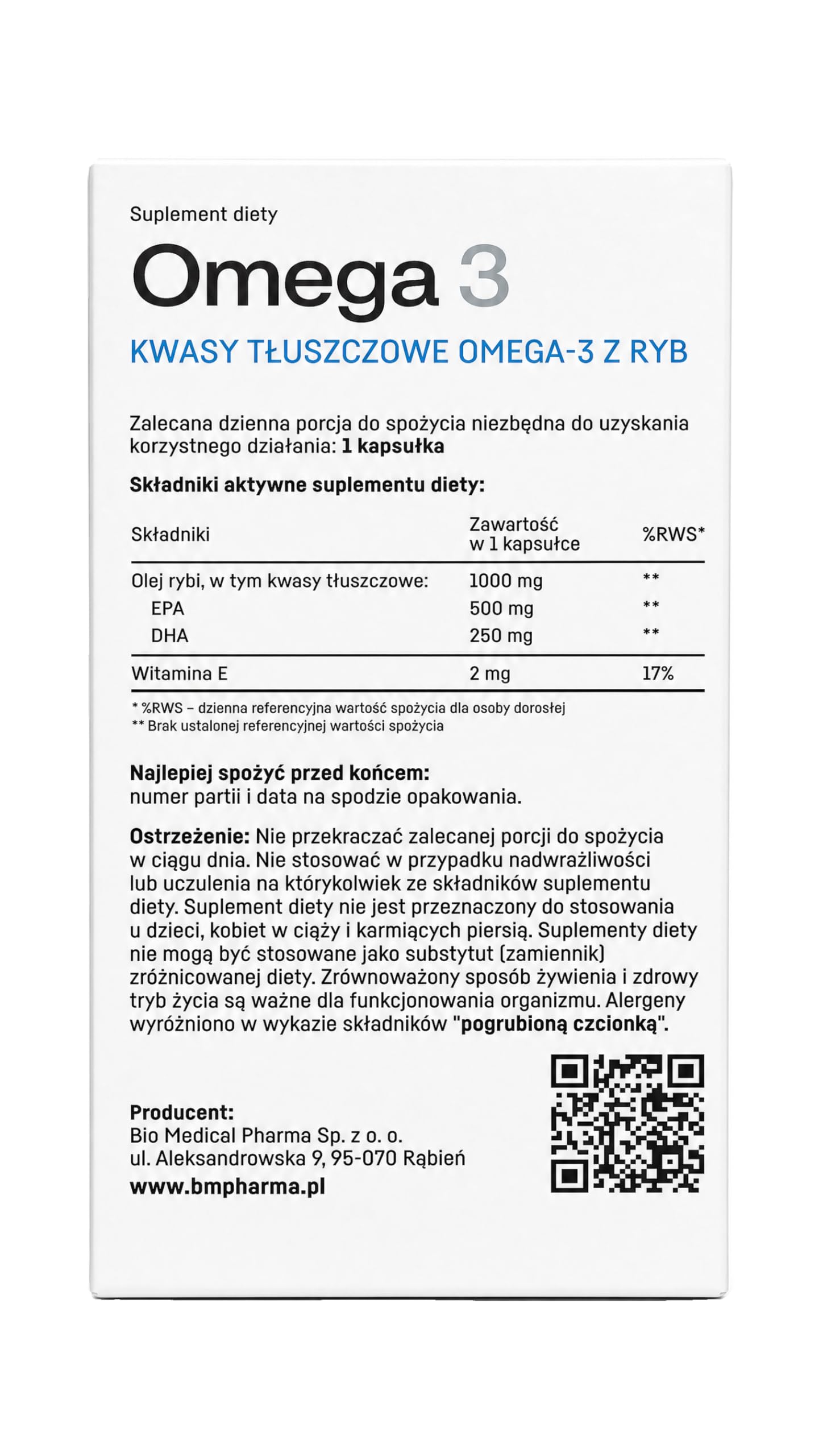 Omega 3 Kapsułki – 500 mg EPA + 250 mg DHA, Olej Rybi Forma Triglicerydowa – EPA i DHA Przyczyniają się do Prawidłowej Czynności Serca – Certyfikat IFOS (60 Kapsułek, 2 Miesiące)