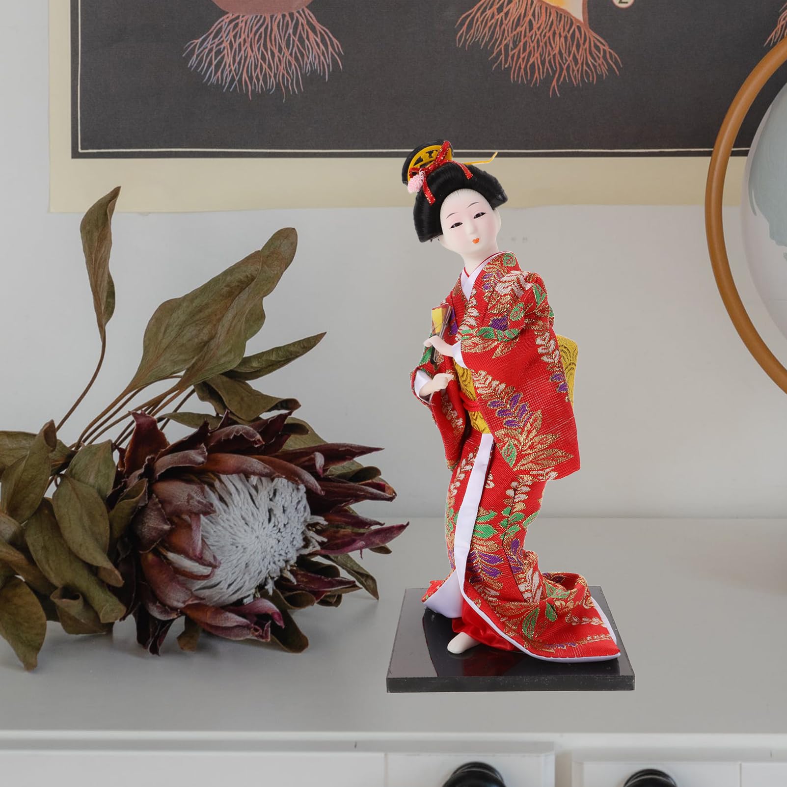 Vaguelly Figurita de Muñeca de Kimono Japonés para Decoración de Escritorio Adorable Estatua de Geisha con Vestido Japonesa para Hogar Decoración y
