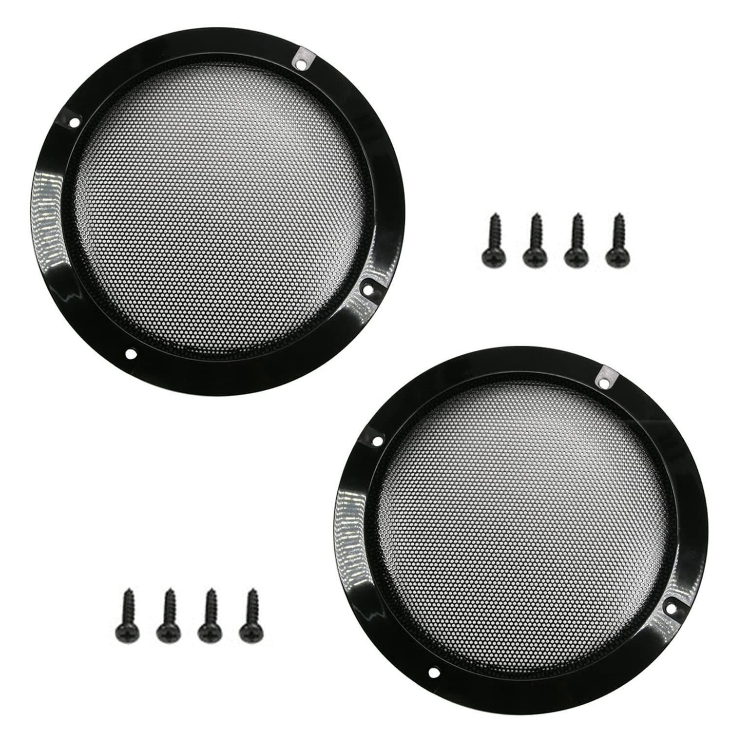 Fielect 2Pcs 5" Speaker Grill Cover Mesh Decorative Circle Subwoofer Grill Guard Protector Cover Audio Accessories Black Metal Trim with 8 Screws-image-17
