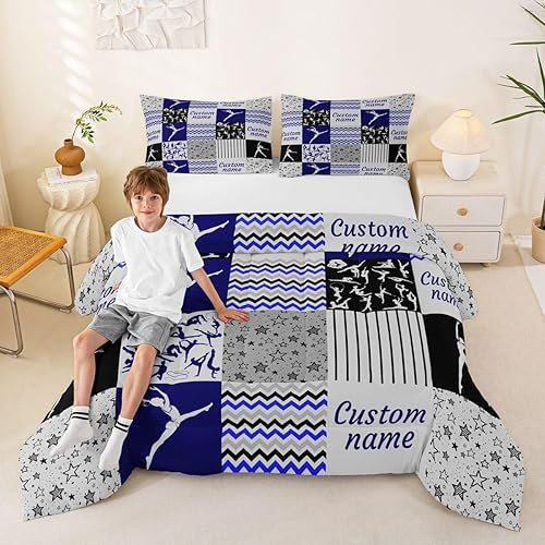 Miniatura 39 de Erosebridal Juego de ropa de cama personalizado con diseño de carrera de barril, colcha occidental a cuadros, juego de edredón con estrellas