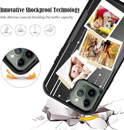 Vista 32 de Funda de fotos personalizada para Apple iPhone 11 Pro Max, patrón de collage a cuadros, personalizado para hacer imágenes en gruesa 3 híbrida Rosa