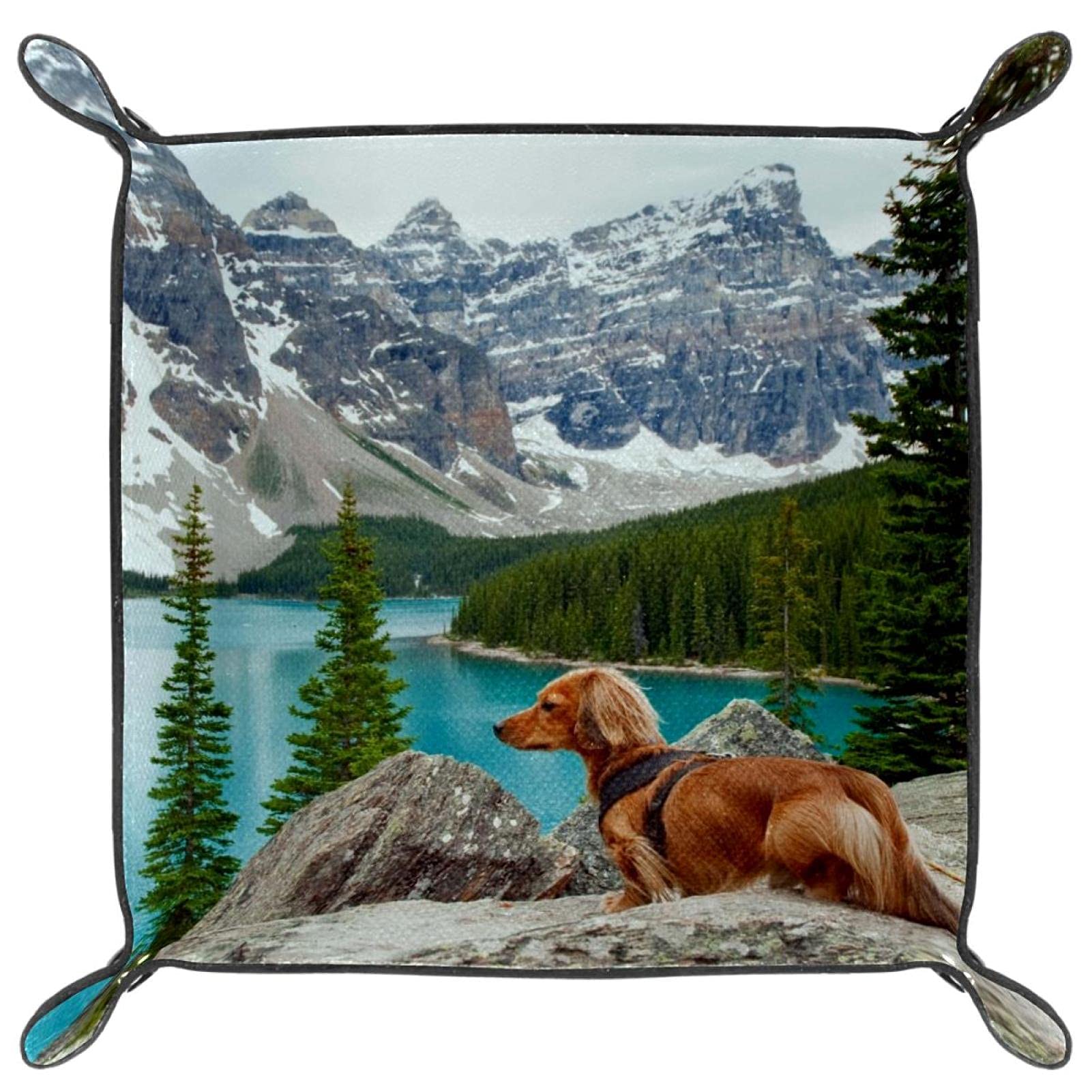 InnoBeta Dackel-Tablett Aus PU-Leder – Schreibtisch-Organizer Mit Niedlichem Hundemotiv – Geschenk Für Hundeliebhaber
