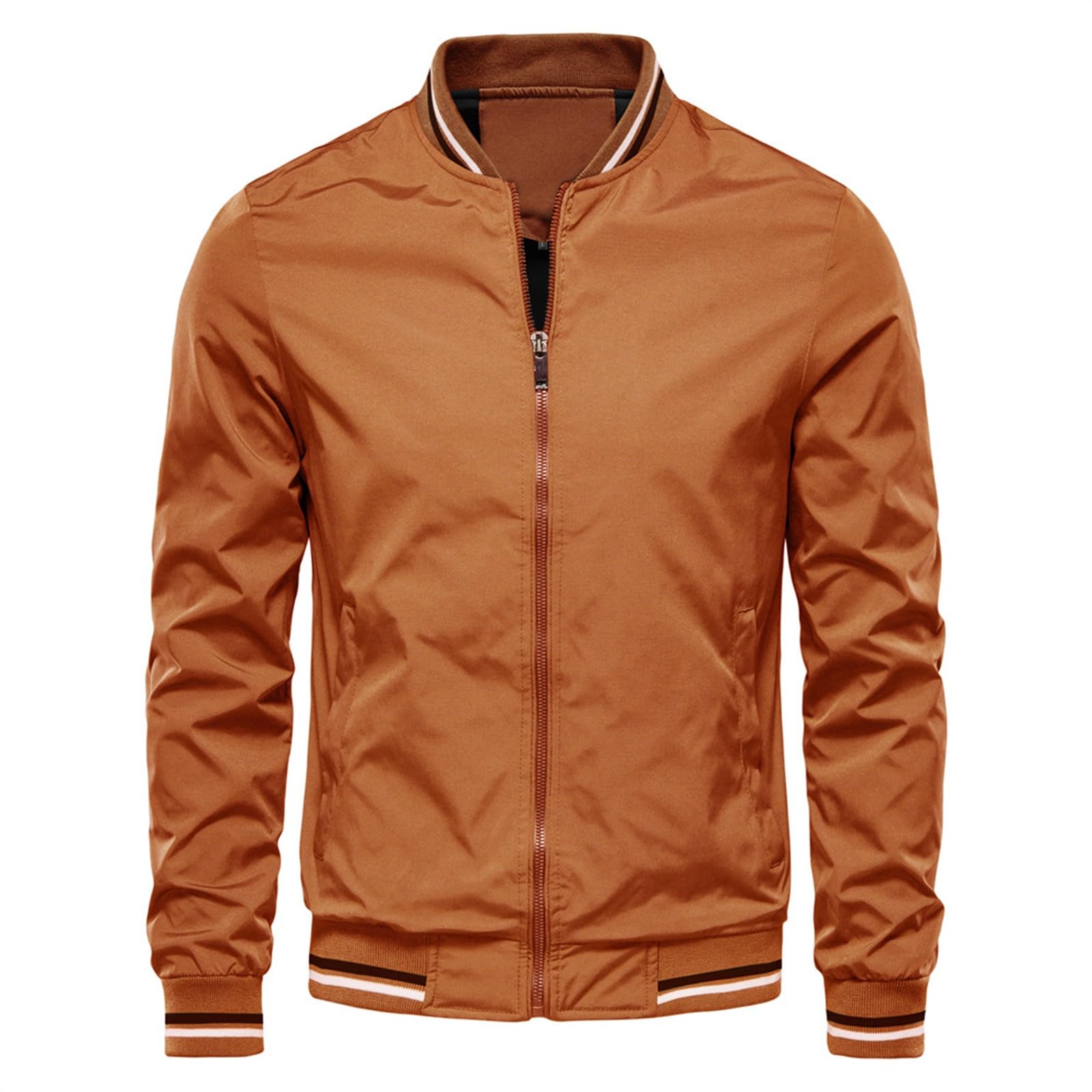 Chaqueta de manga larga con cremallera completa para hombre, para gimnasio, entrenamiento, cuello alto, casual, ligera
