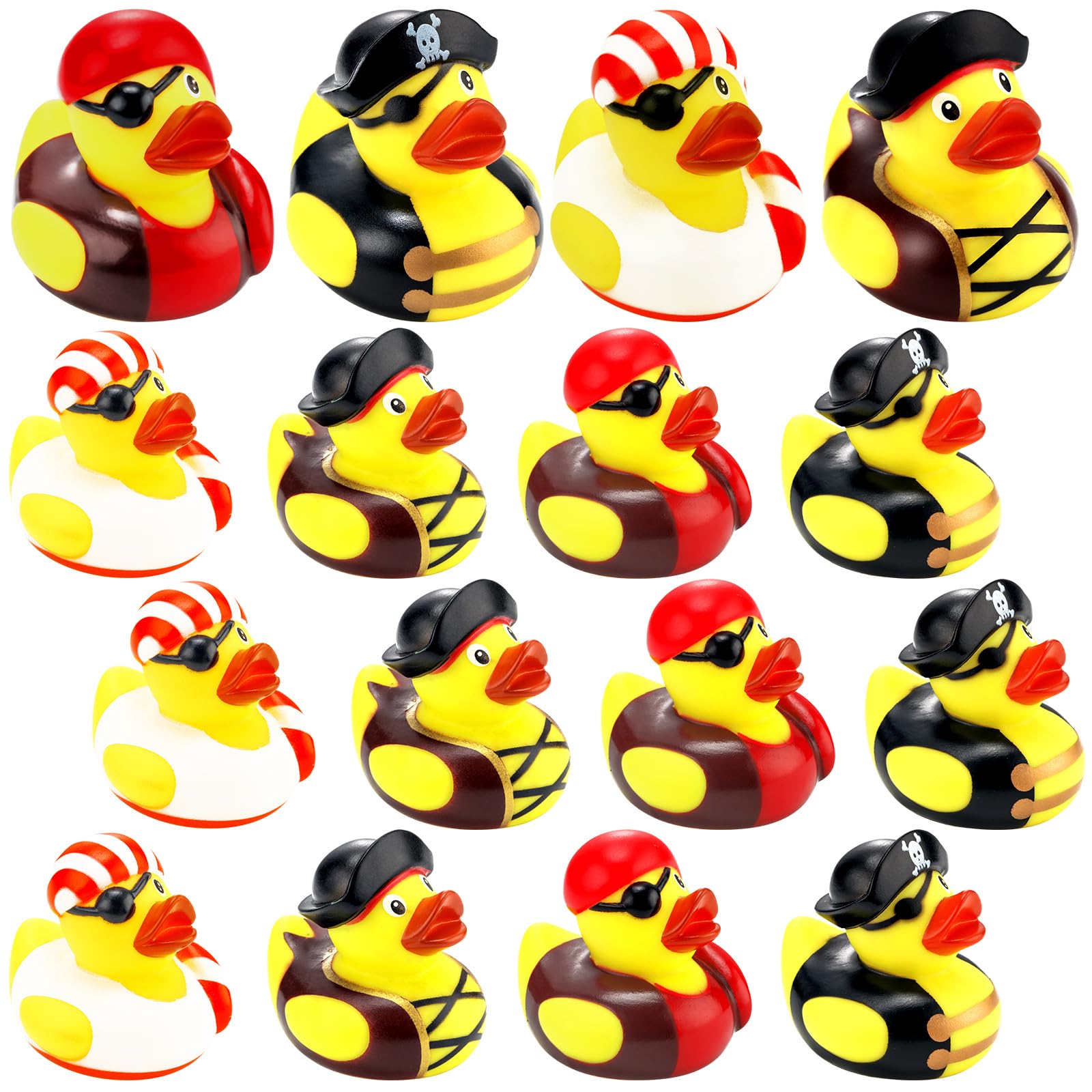 Lewtemi 12 Pcs 2 Inch Mini Pirate Rubber Ducks Cruise Ducks for Hiding with Tags Cute Yellow Decor Bathtub Pool Pirate Party Favors for Carnival