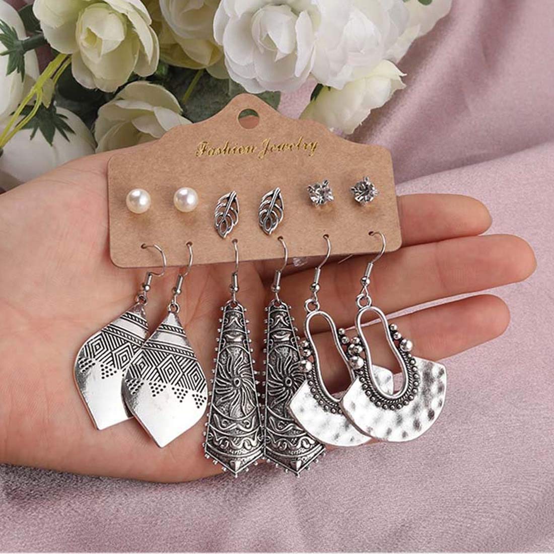 Mysterious Pearl & AD Earrings Set