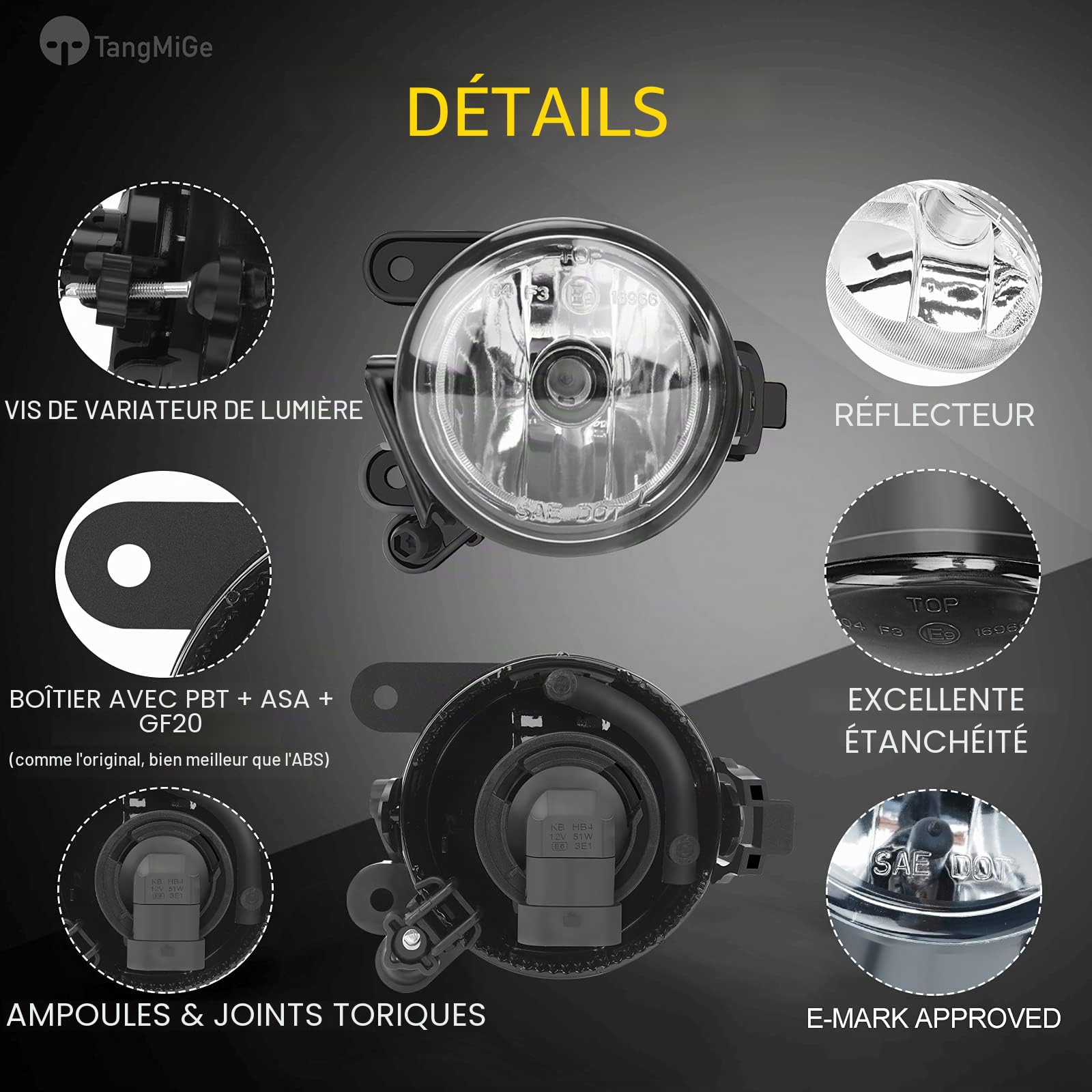 TangMiGe - Feux anti-brouillard compatibles avec Volkswagen VW Golf V 5 (1K1/1K5) 11/2004-06/2009, 1K0941699C 1K0941700C, 1 Paire Phares antibrouillard (Claire)