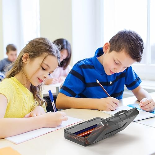 Miniatura 5 de Fainne Paquete de 24 Cajas de Lápices para la Escuela Estuche de Lápices de Plástico Transparente Caja Grande de Crayones de Plástico a Granel