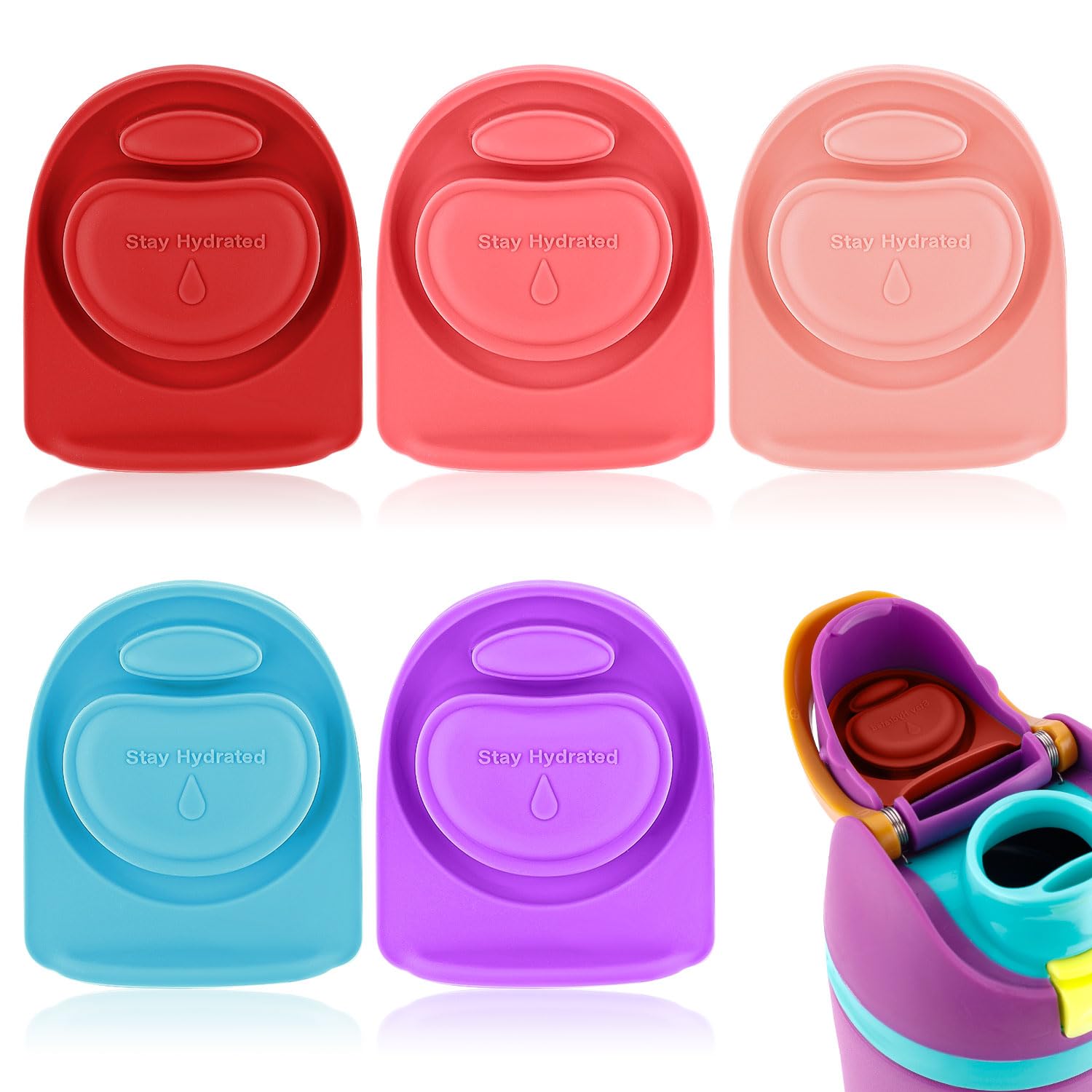 5pcs Replacement Stopper for Owala FreeSip 24/32oz, BPA Free Water Bottle Top Lid Gasket Part for Owala 16/19/24/32/40oz Silicone Seal Bottle Cap