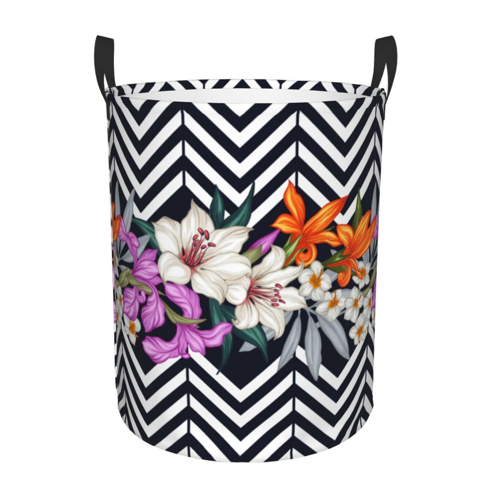 Laundry Hamper Tropical Leaves and Flowers Laundry Basket Waterproof Personality Fashion Hampers for Laundry Large Collapsible Laundry Basket Storage Basket for Dorm and Home