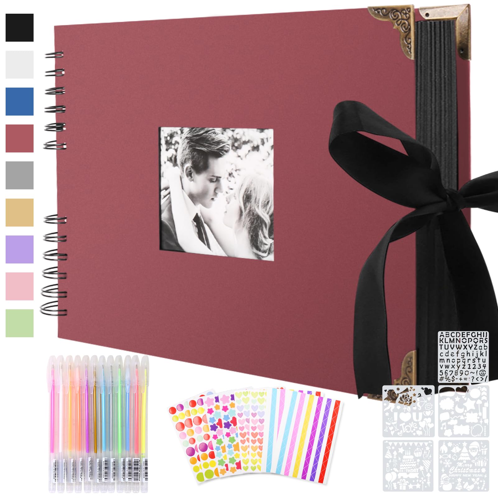 Album de Fotos para Pegar y Escribir 30 x 21 cm, Álbum 80 Páginas, Burdeos