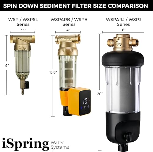 Miniatura 7 de iSpring WSP50J - Filtro de agua de sedimentos giratorio reutilizable para toda la casa, tamaño jumbo mejorado, gran capacidad, filtración de