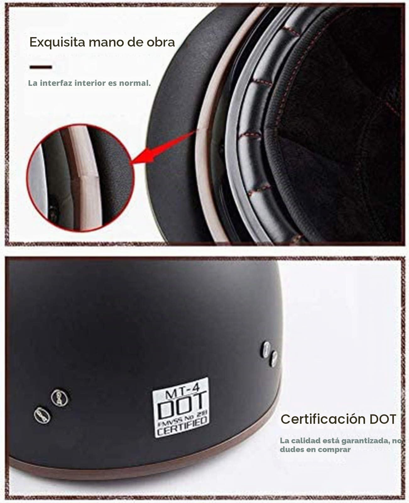 Casco de Moto Medio Abierto Estilo Retro Casco Moto Jet con Visera Casco de Motocicleta Casco Medio Certificado ECE Para Hombres Y Mujeres Adultos Half-Helme D,L