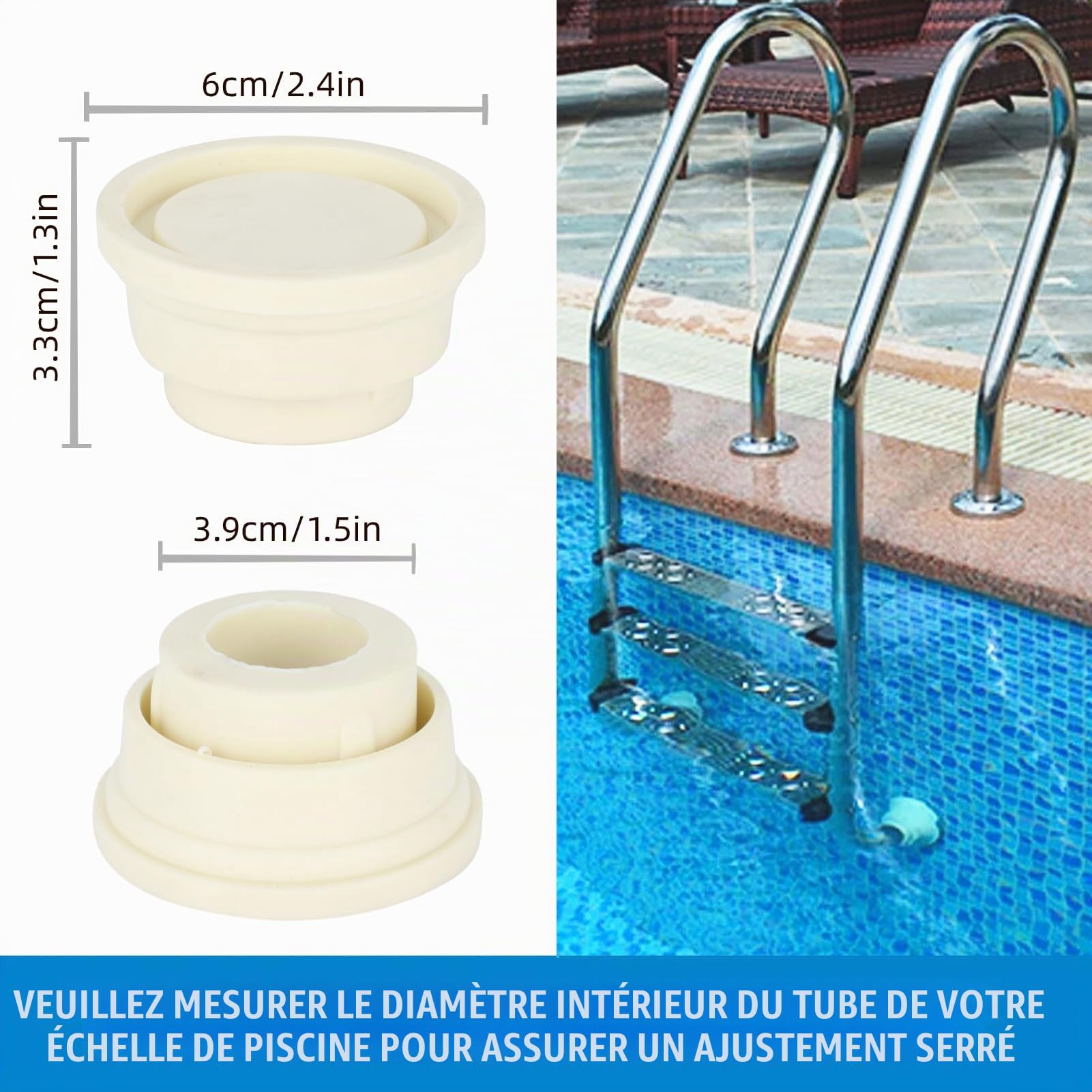 2PCS Tampon Échelle Piscine, Caoutchouc Bouchon d'Échelle de Piscine | Protection pour échelles, absorption des chocs, Accessoires pour Échelles Piscine, Pare-Chocs, Sécurité