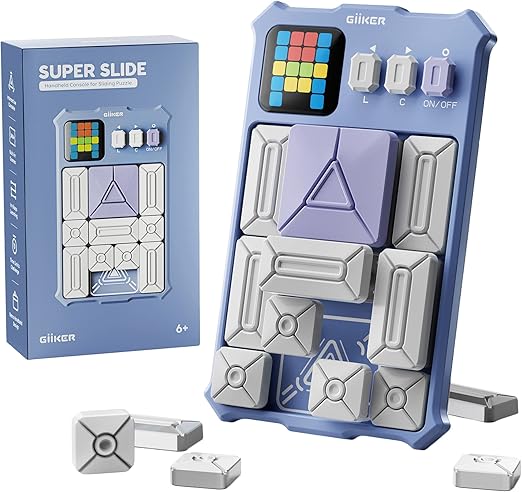 GiiKER Super Slide Puzzle Games, Original 500+ Challenges Brain Teaser Puzzle, Toys for Kids, Travel Games Birthday Gifts Easter Stocking Stuffers for Boys Girls, Activities for Road Trips - Lavender
