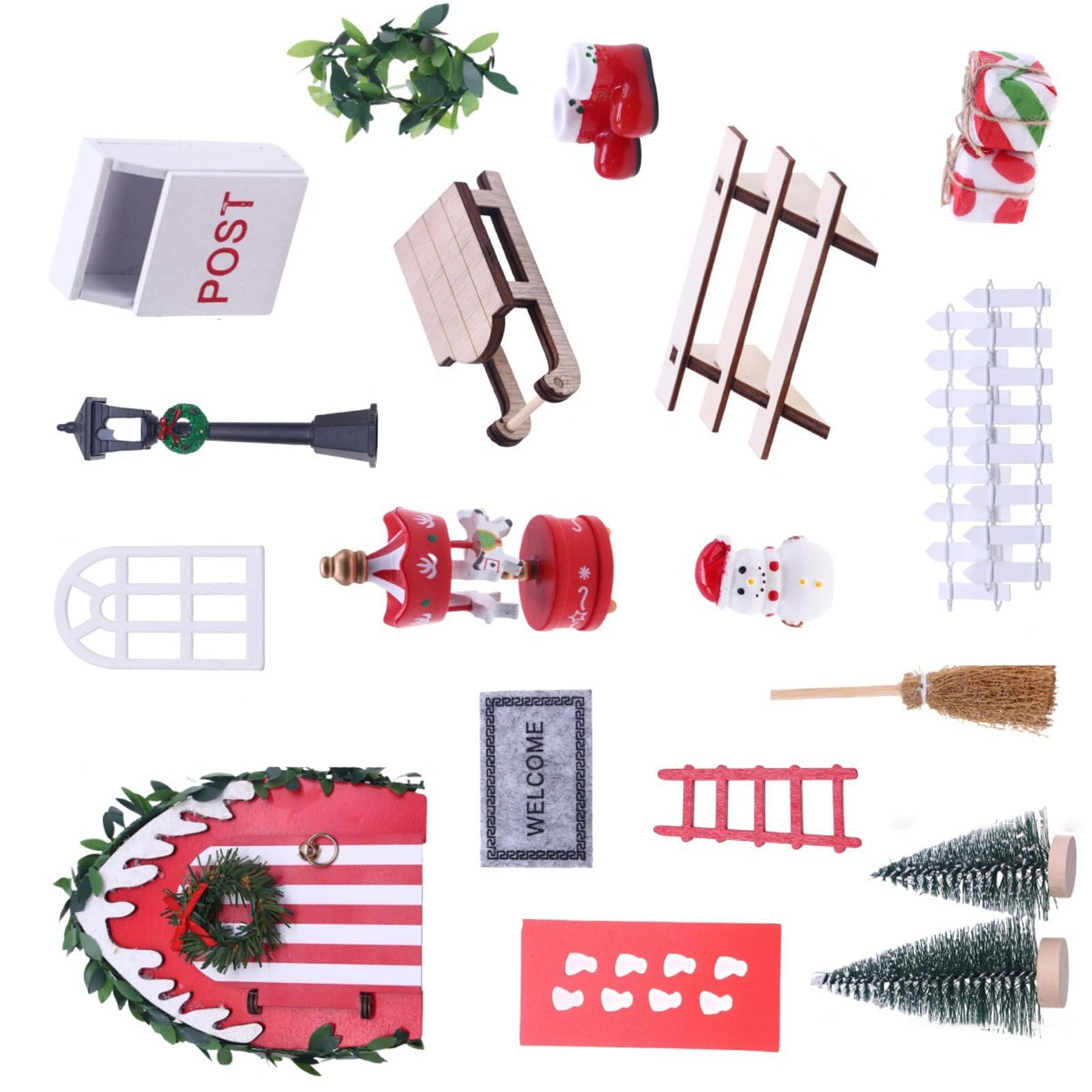 Elnwnnkc Magical Christmas Gnomes Cottage Door Ornament Handcrafted Miniature Display Piece for Festive Home Tabletop Decoration Miniature Gnomes Door