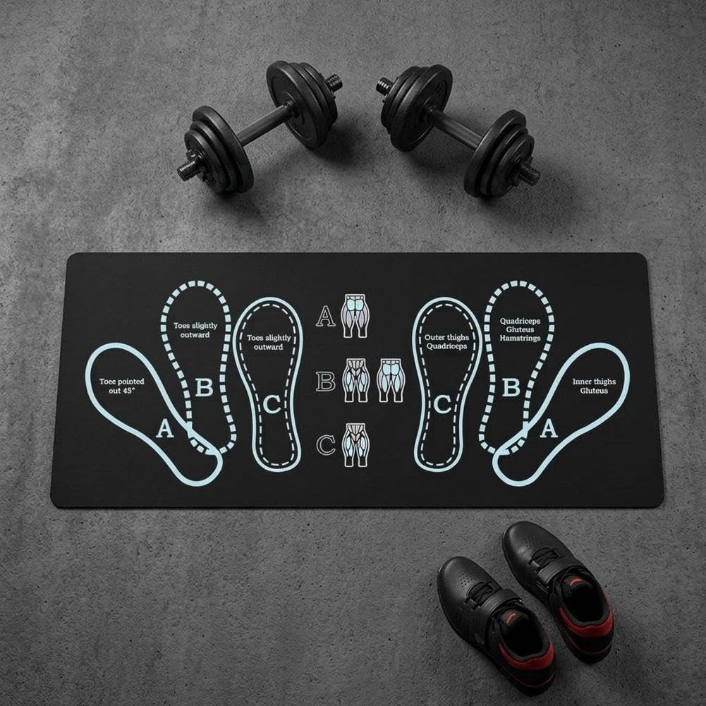 Kniebeugenmatte mit Fußpositionsführung, 35 x 80 cm Diatomeenerde-Kniebeugenmatte für das Heim-Fitnessstudio, rutschfeste Trainingsmatte für Kniebeugen und Ausfallschritte