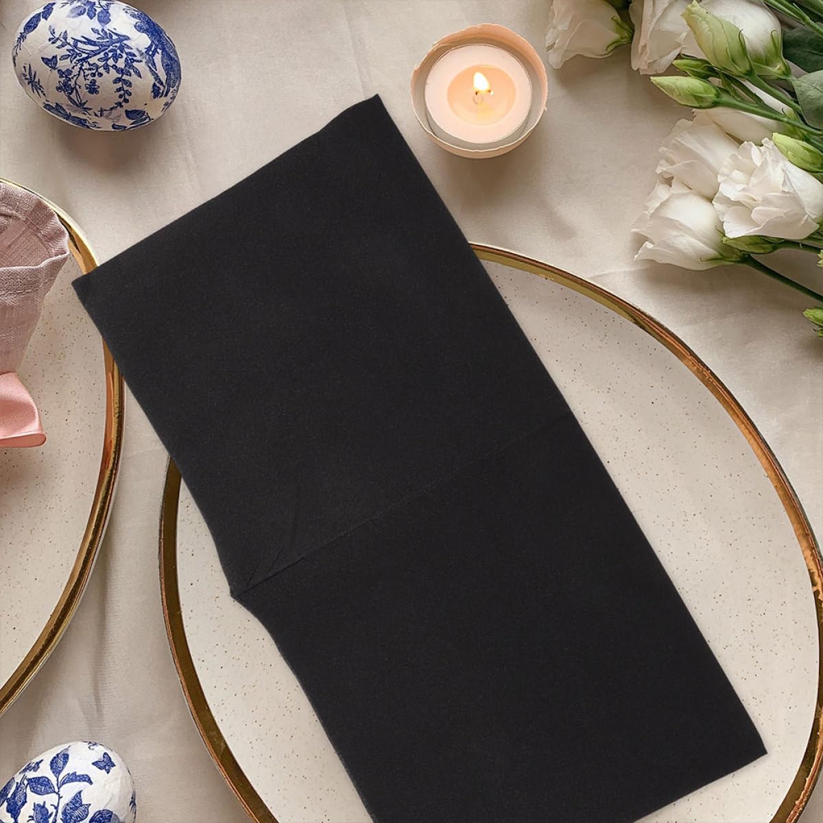 100 Servilletas de Papel Negras Absorbentes y Seguras para Eventos Diarios y Reuniones Elegantes Estilo