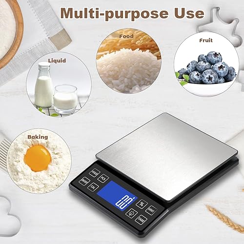 Miniatura 9 de Báscula digital de cocina con alta precisión de 0.1 g0.001 oz, báscula de panadería de alimentos de 5 kg11 lb con función de porcentaje, función de