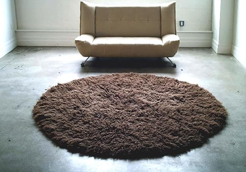Miniatura 2 de Alfombra Flokati redonda súper gruesa de 6 pies, felpa de 105.82 ozm, pelo largo de lana de 3.5 pulgadas, excelente calidad, alfombra de lana griega
