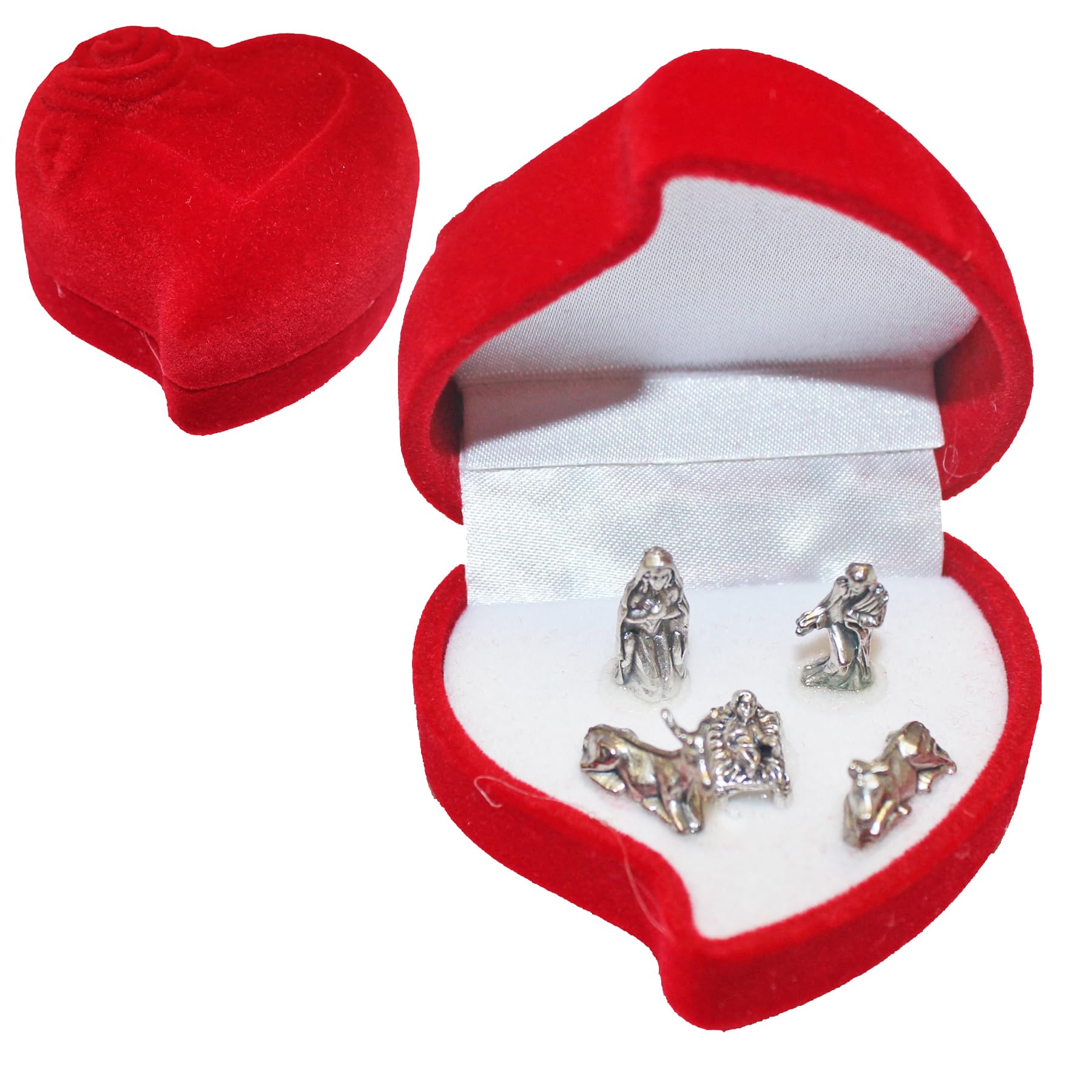 Widdle Gifts Red Miniature Nativity Metal Figures In Rose Heart Gift Box Christmas Decoration 0224