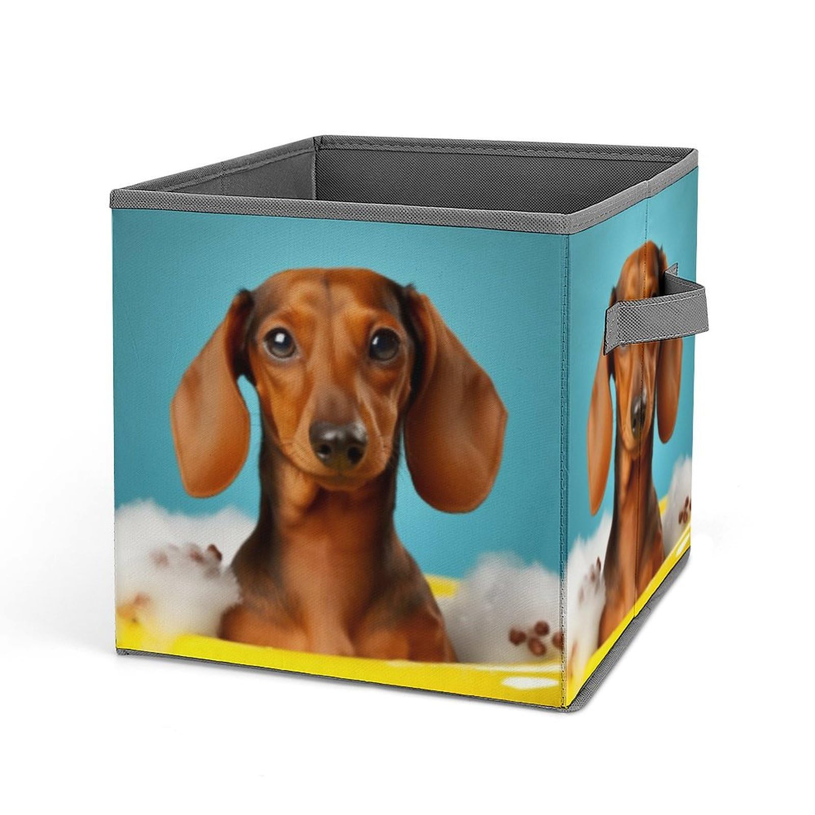 JTREHY Dachshund Dog Printed Foldable Storage Box, 10.6 Inches Fabric Storage Box for Wardrobe, Bedroom, Utility Room