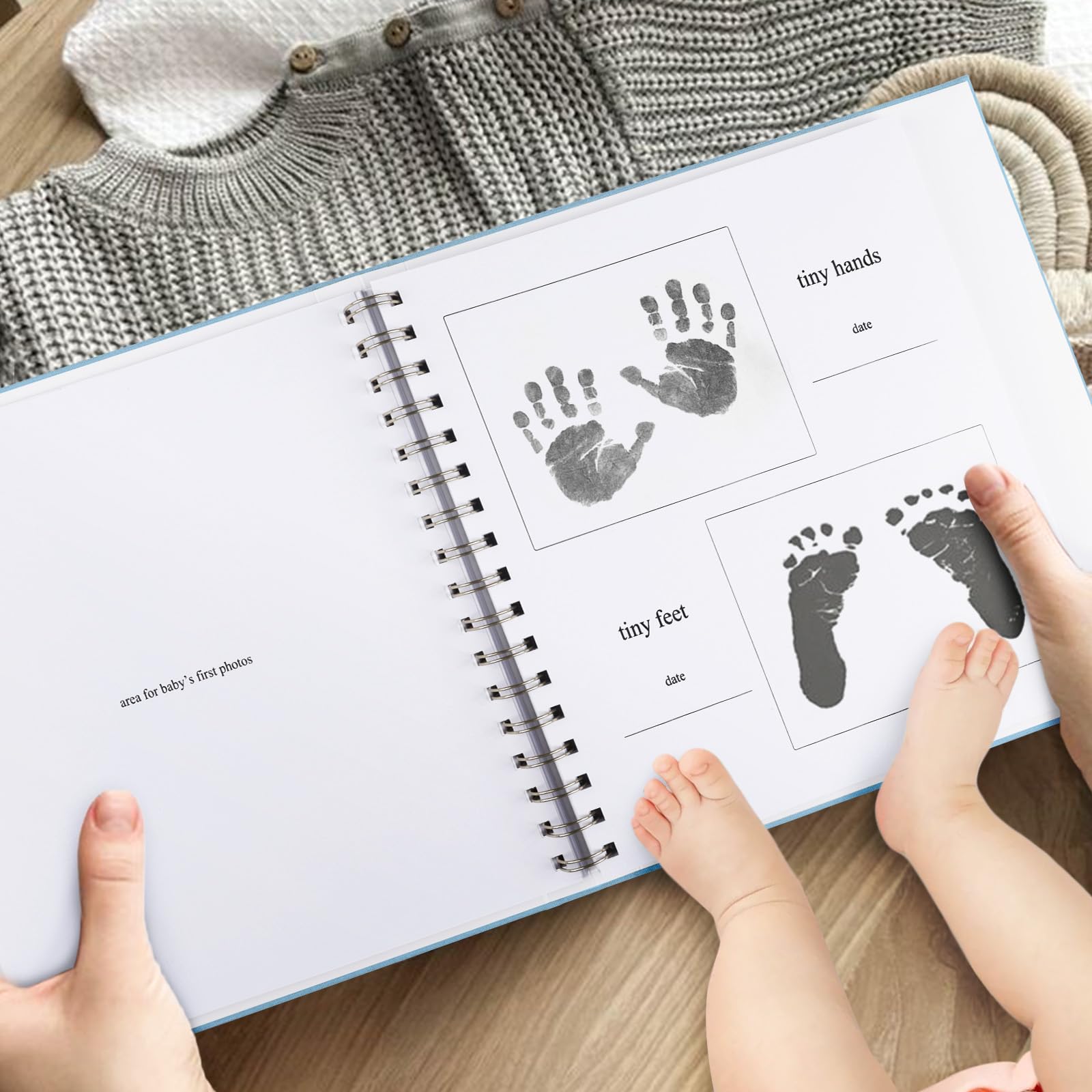 Erinnerungsbuch für Jungen oder Mädchen, zeitloses erstes 5-jähriges Luxus-Babybuch, Meilenstein-Buch für Neugeborene, geschlechtsneutrales Tagebuch, Scrapbook, Fotoalbum, Babyparty für