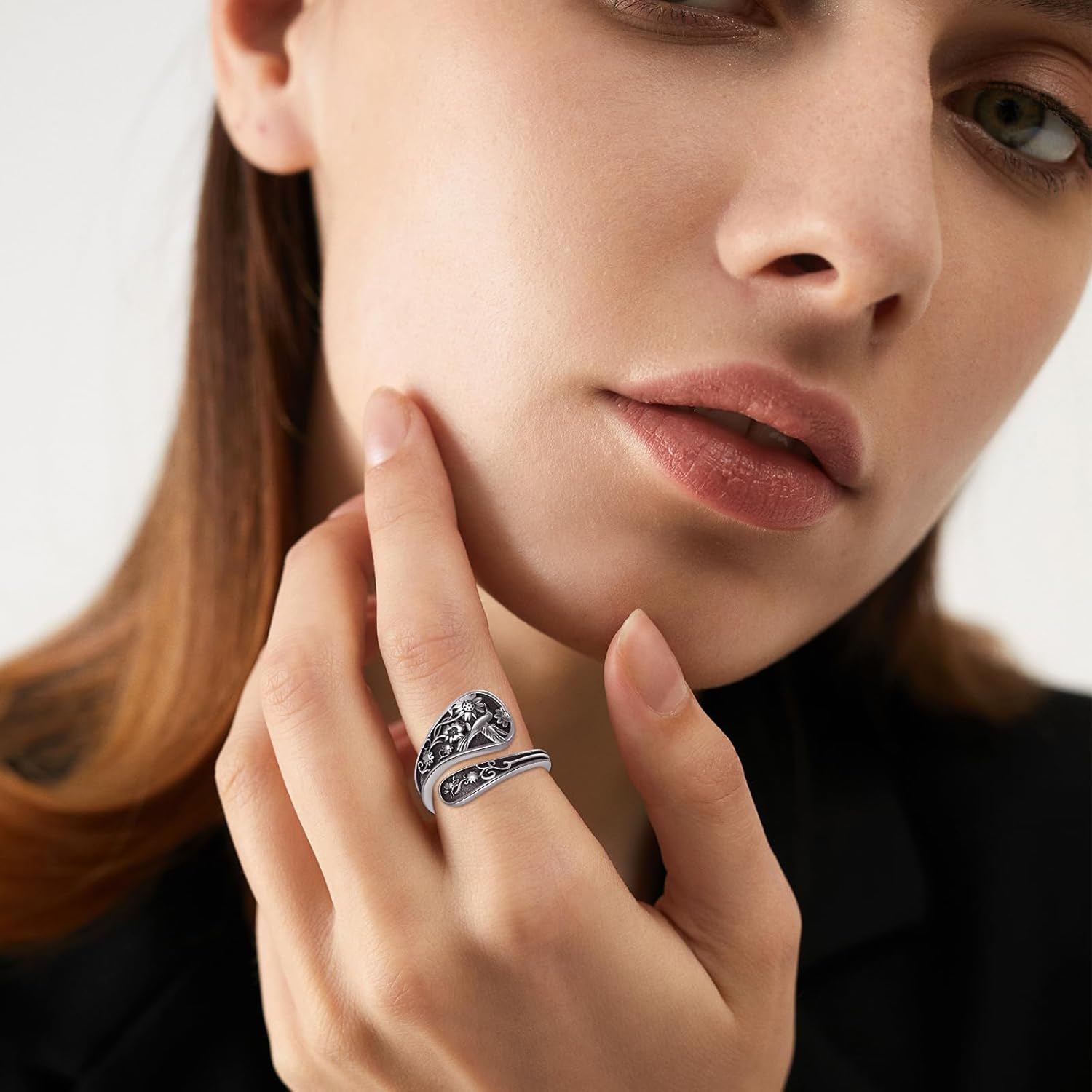 Spoon Ring for Women 925 Sterling Silver Hummingbird Ring Vintage Antique Spoon Rings Hummingbird Jewelry Adjustable Rings for Women - Image 6