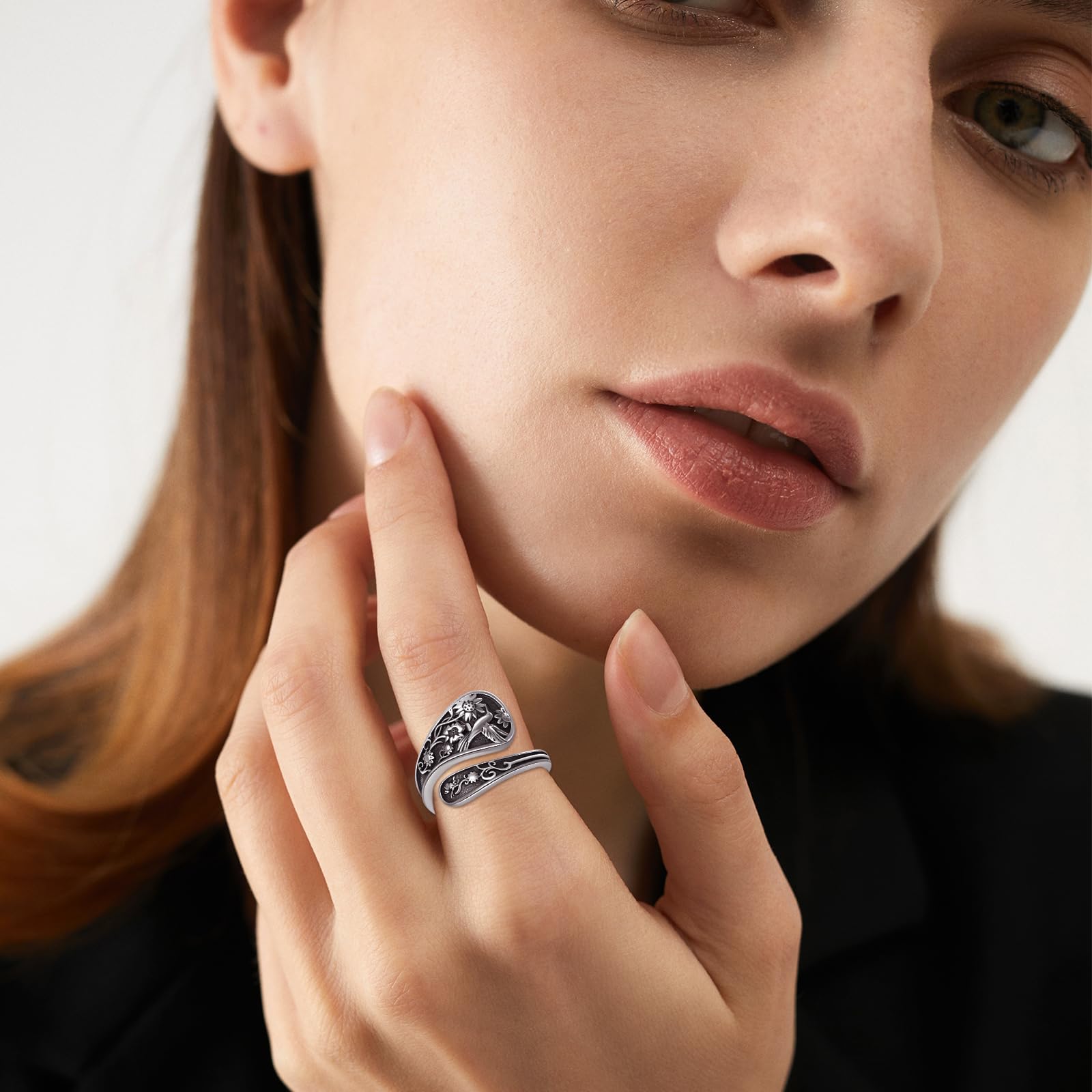 Löffelringe Für Frauen 925 Sterling Silber Kolibri Löffel Ring Verstellbarer Daumenring Im Vintage Boho Stil Schmuck Geburtstagsgeschenke Für Frauen Mama