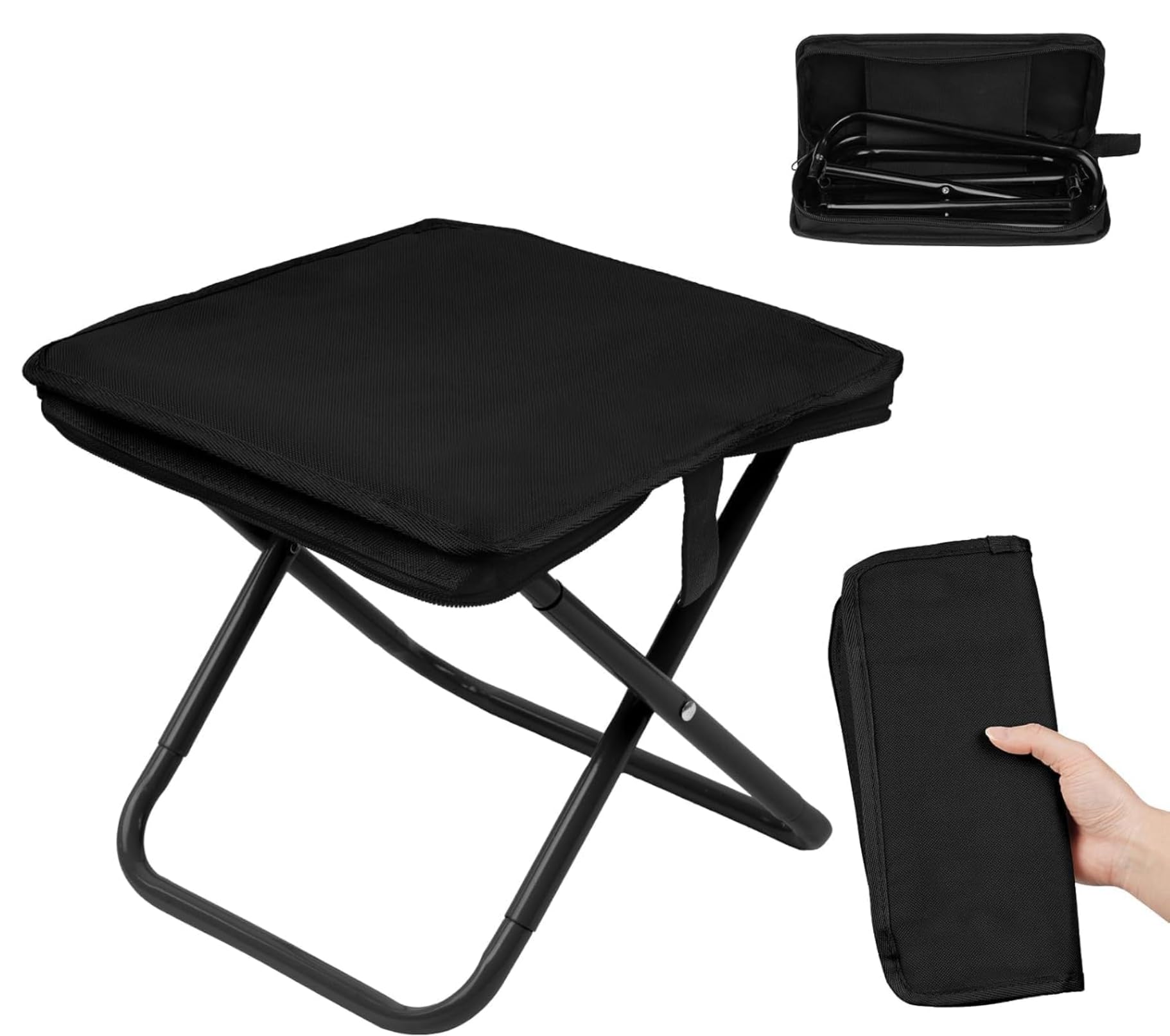 Folding Stool, Mini Outdoor Camping Stool, Portable Small Foldable Lightweight Hunting Seat with Zippered Carrying Bag, Folding Slacker Chairs for Fishing Travelling Picnics (Multi)-image-44