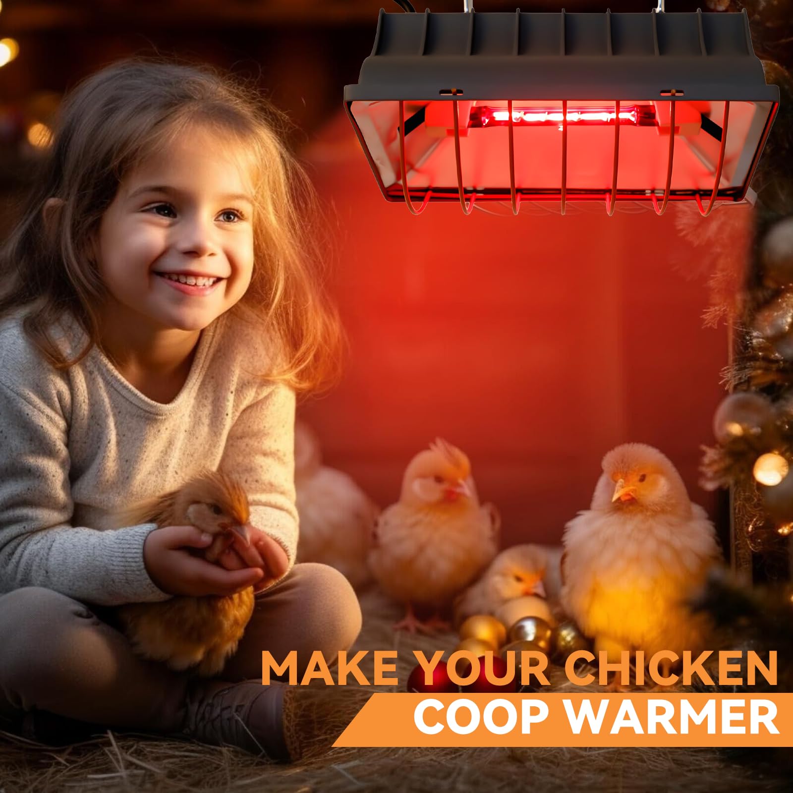 Lampada a luce rossa per pulcini da 175 W, lampada di calore per animali e polli, cavo da 1,8 m, per pulcini, suinetti, cuccioli
