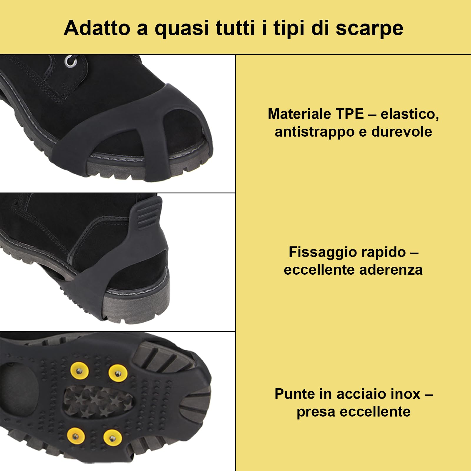ALPIDEX Ramponi Ghiaccio Spikes Sostituzione Ghiaccio Artigli Scarpa Neve Ice Grips Ramponi Antiscivolo Missure 35-47