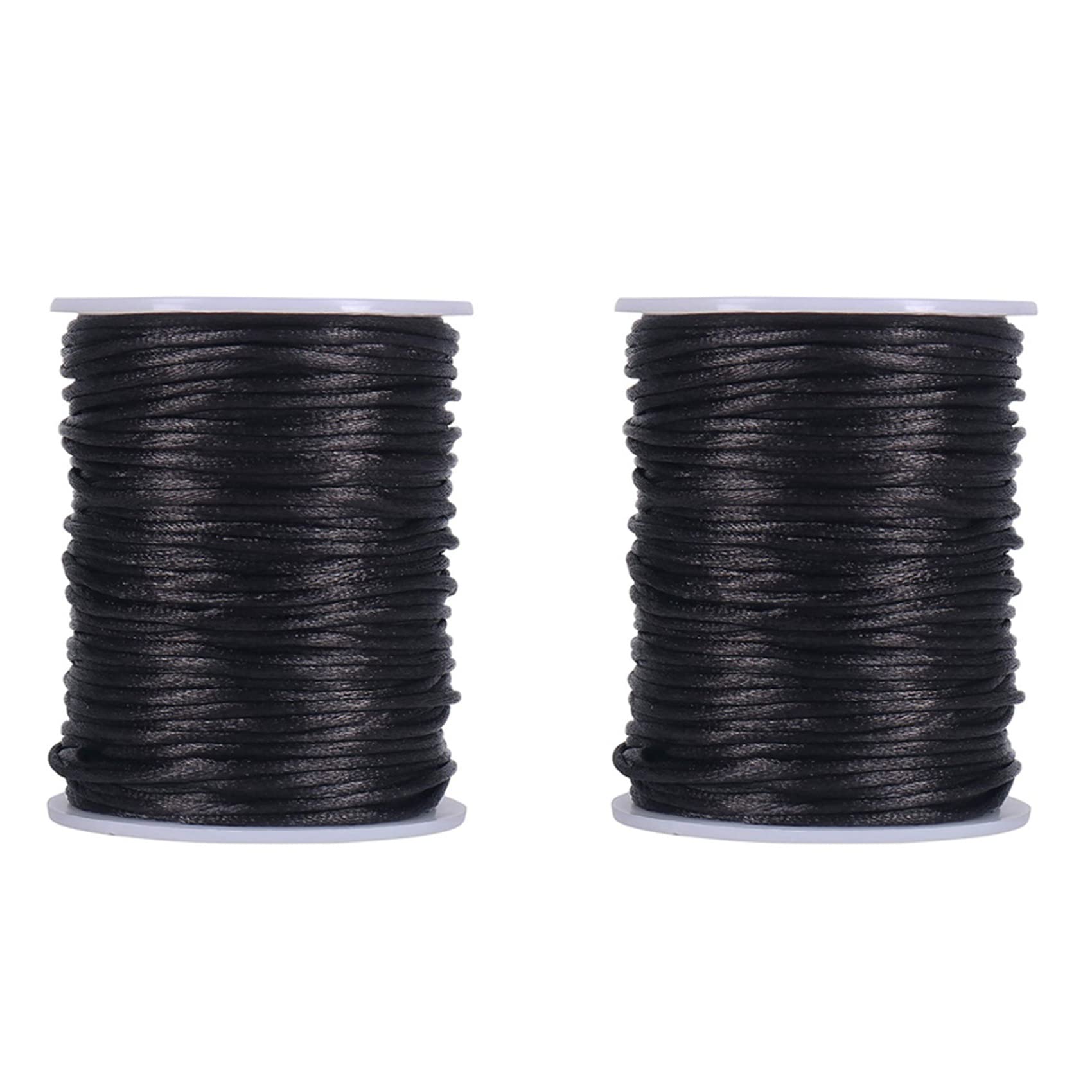 Hndhbfgrt 2X Satin Rattail Polyester Cord,295 Feet 2mm Black Beading String for Macrame Bracelets, Jewelry Making, Arts And Crafts