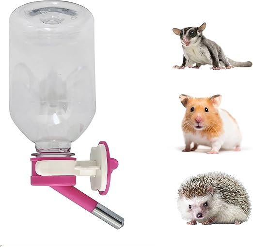 Choco Nose Patented Mini No-Drip Water Bottle/Feeder for Hamsters/Hedgehogs/Gliders/Rats/Mice/Other Small Pets and Animals - for Cages, Crates or Wall Mount. 10.2oz. Nozzle 10mm, Pink (C125)