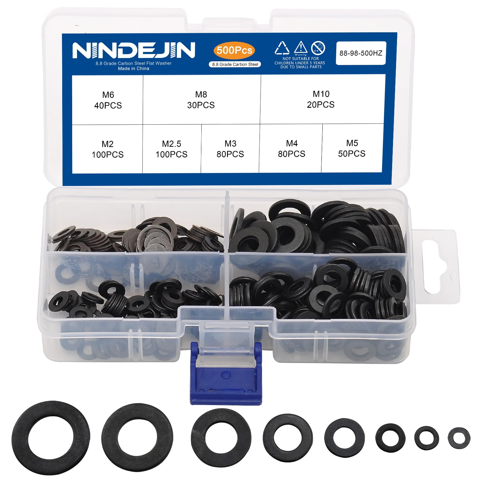 NINDEJIN Flat Washer Kit - 315 Brass Washers M2-M12 -11