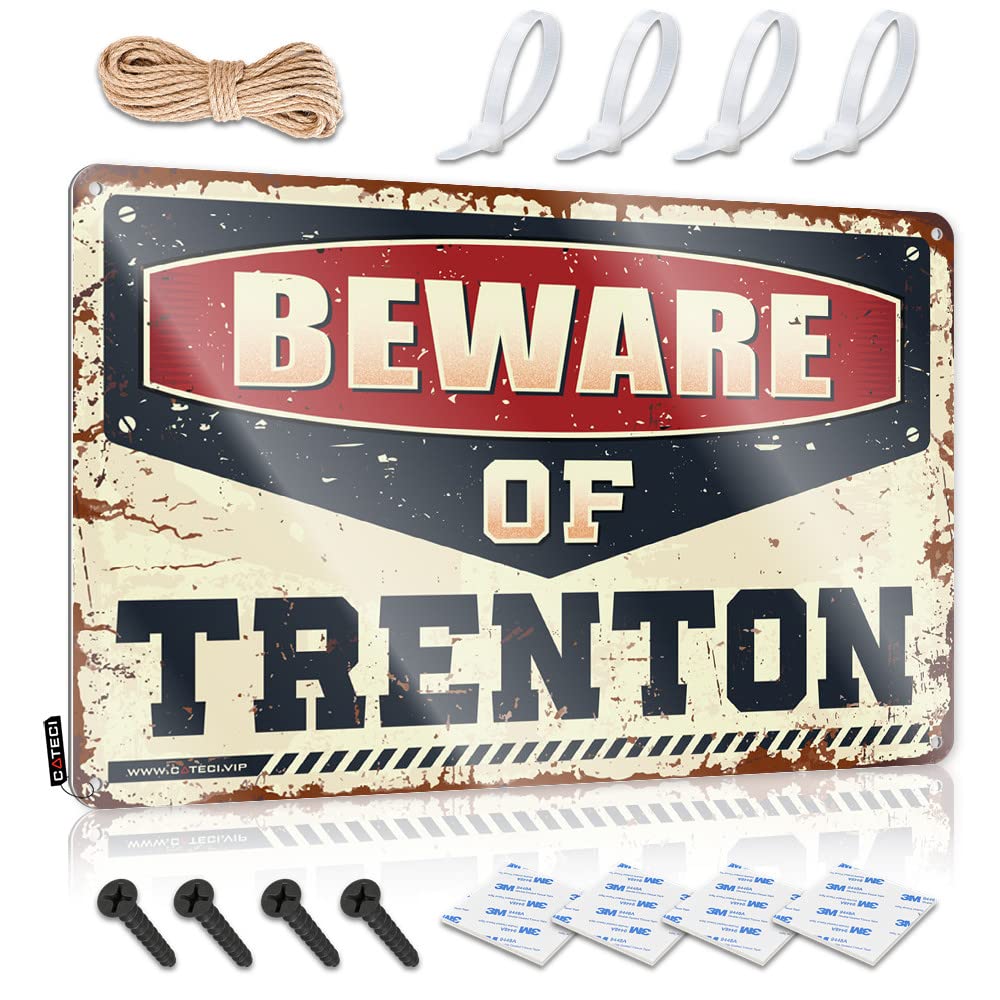 Coffee Sign Decor Beware Of Trenton Tin Sign Drinking Signs Funny Tin Metal Decor(30X40CM)