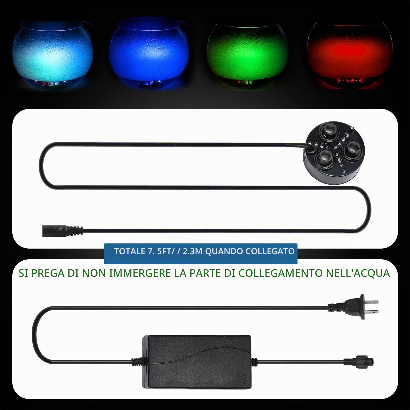 Mxmoonant - Nebbia ad ultrasuoni a 3 teste, in plastica, umidificatore ad aria, 1500 mlL/H, con 6 dischi di atomizzazione di ricambio per fontana d'acqua, laghetto, acquario, lavandino roccioso