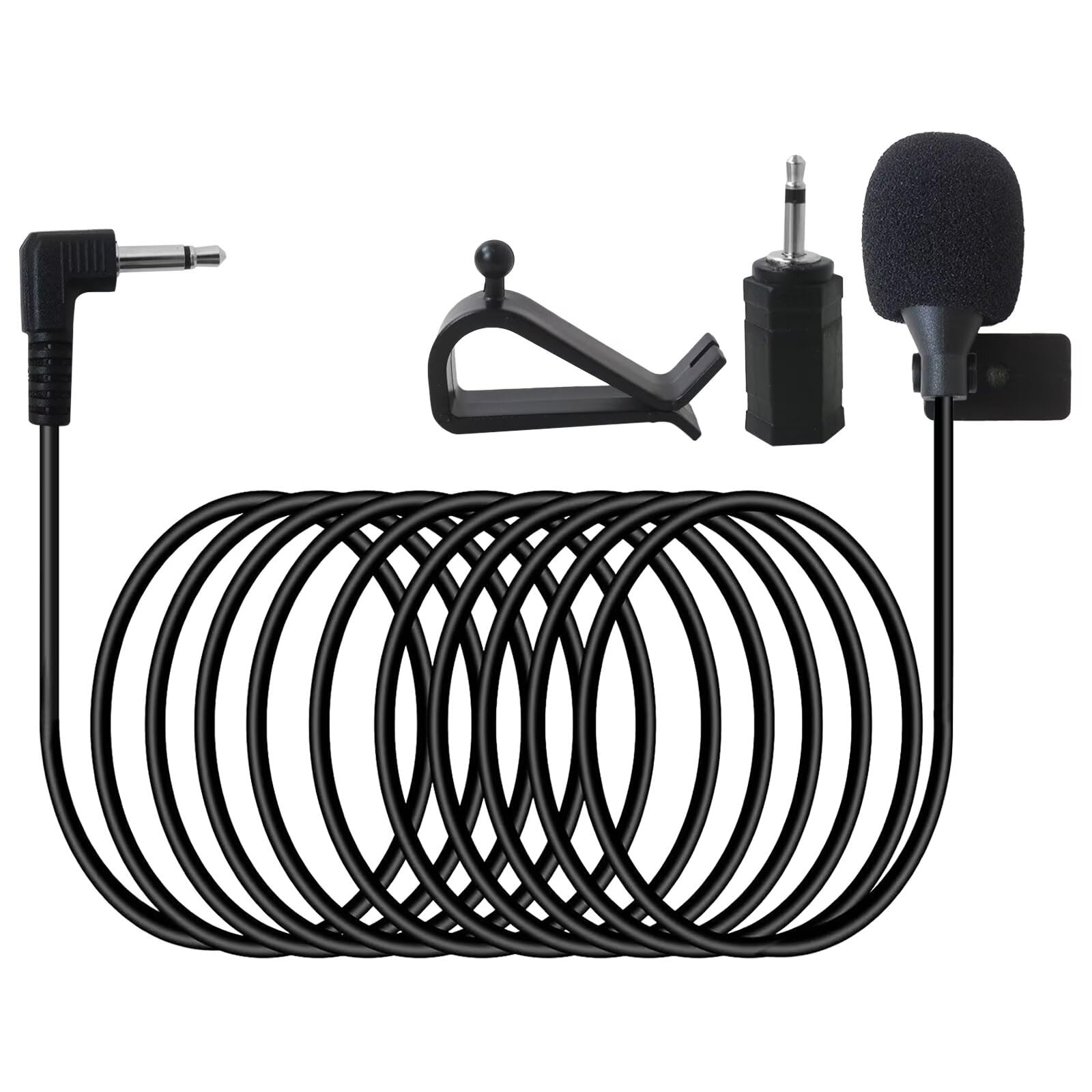 New Version 3.5mm Microphone Assembly Car Radio Mic, 16ft /5M Cable Microphone with 3.5mm to 2.5mm Adapter, Mic for Style No. AVH-3500BHS,AVH-X3600BHS, AVH-X3700BHS, AVH-X3700BHS, AVH-X4500BT