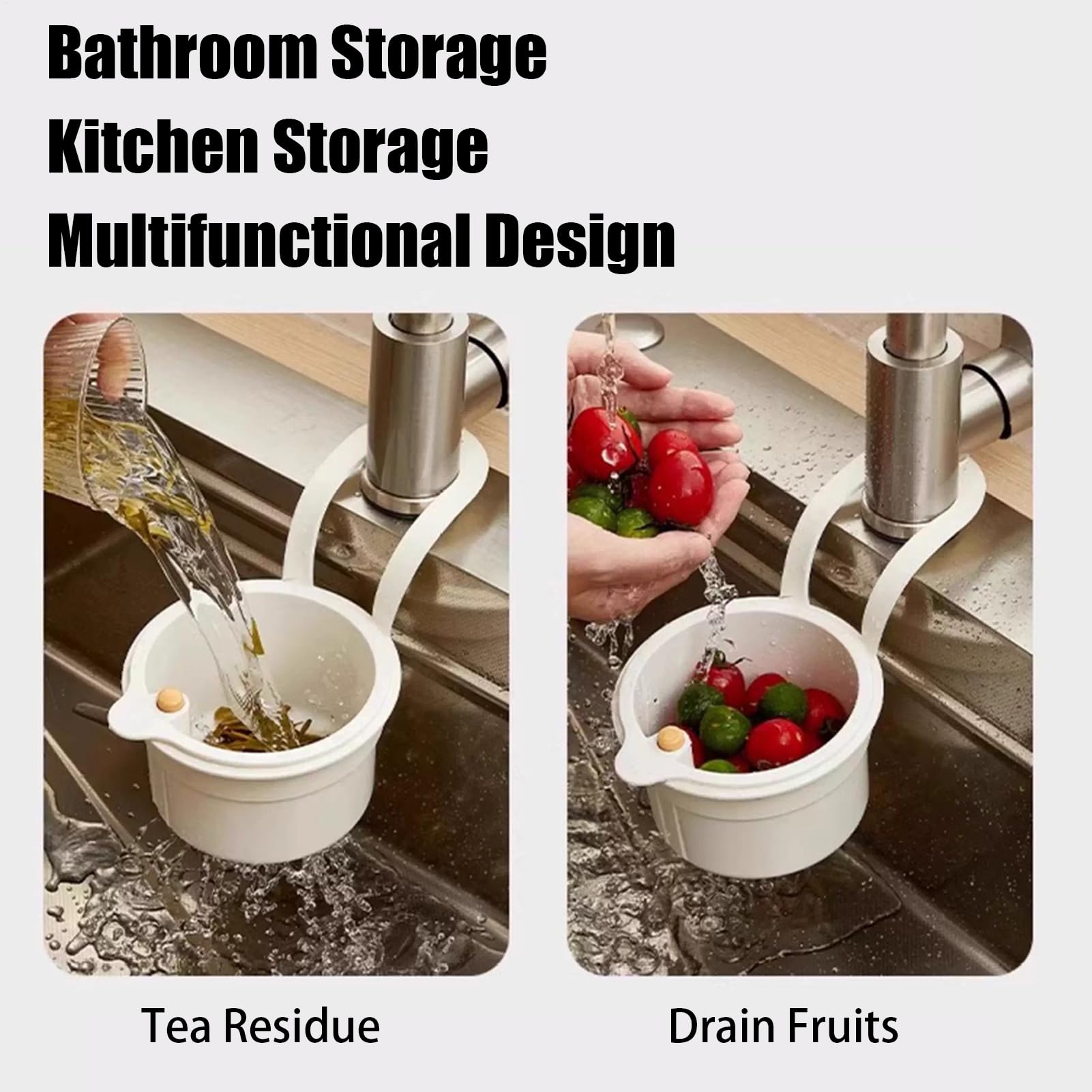 Colador de cesta para fregadero, filtro de drenaje de alimentos colgante multiuso