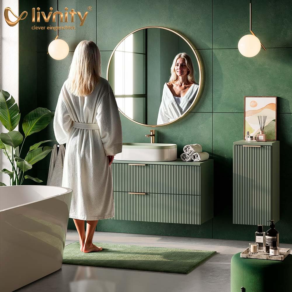 Livinity Badschrank ATERNO, Weiß, 40 x 65 cm mit 2 Regalböden