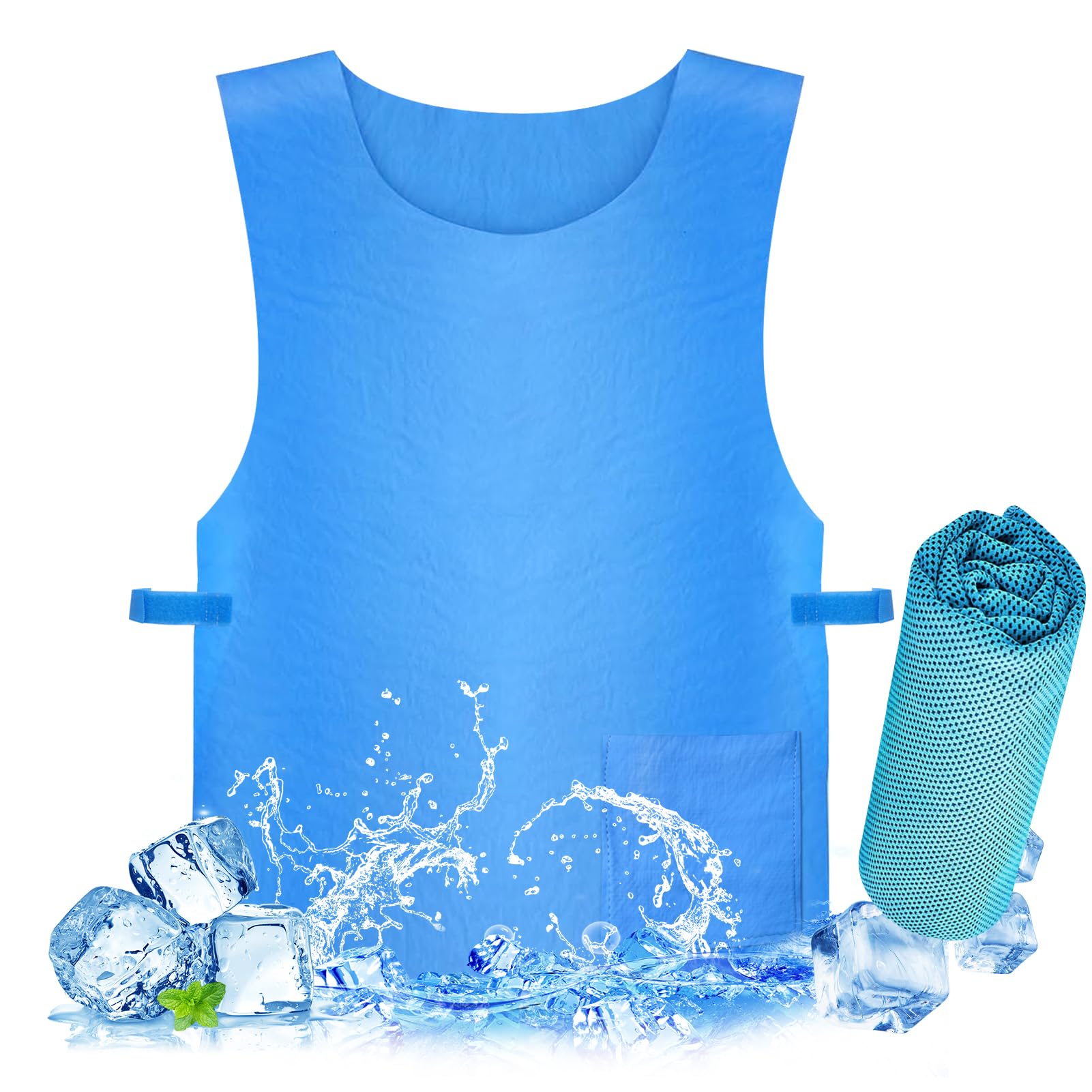 Chaleco Hielo,Insolación refrescante Verano para Hombres y Mujeres, chaleco de enfriamiento evaporativo, para trabajo al aire libre, equitación, correr