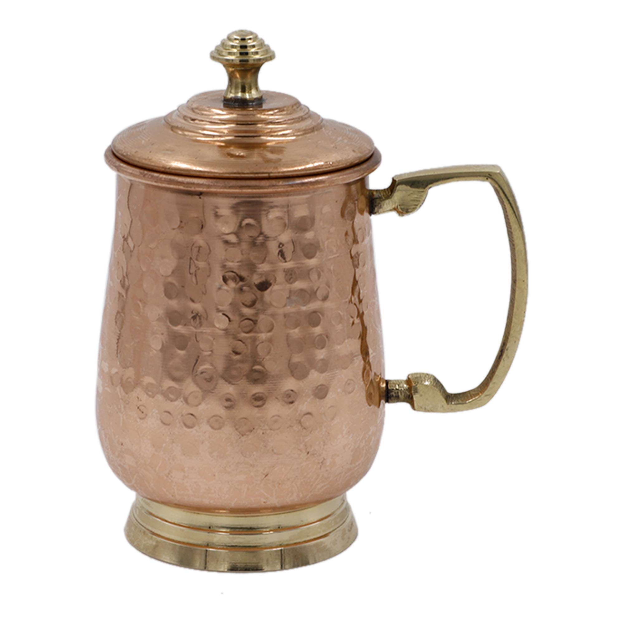 Bona Fide- Pure heavy gauge copper cup with solid brass handle,Moscow mule copper mug with lid,copper moscow mule cup