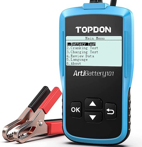 TOPDON AB101 Probador de Batería de Coche 12V Probador de Carga de Batería de Coche en Sistemas de Arranque y Carga, Analizador de Alternador