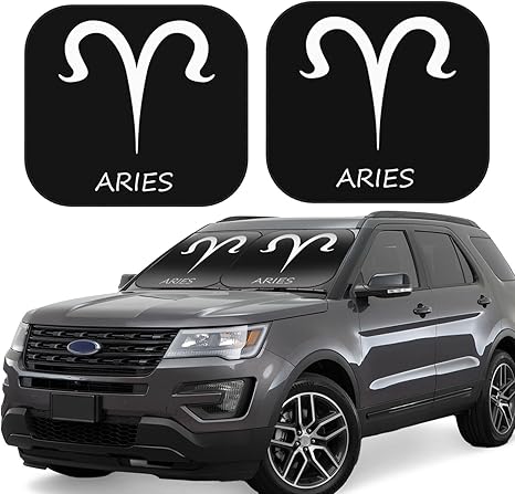 Aries Sign Car Windshield Sun Shade Foldable 2-Piece Car Sunshades Reflect UV Sun and Heat