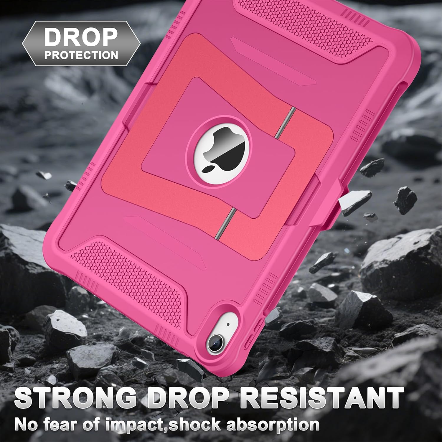 Soke Case for iPad (A16) 11th Generation 11-Inch 2025 /10th Generation 10.9-Inch 2022, with Screen Protector and Multi-Angle Kickstand, Rugged Full Body Heavy Duty Protective Cover - HotPink