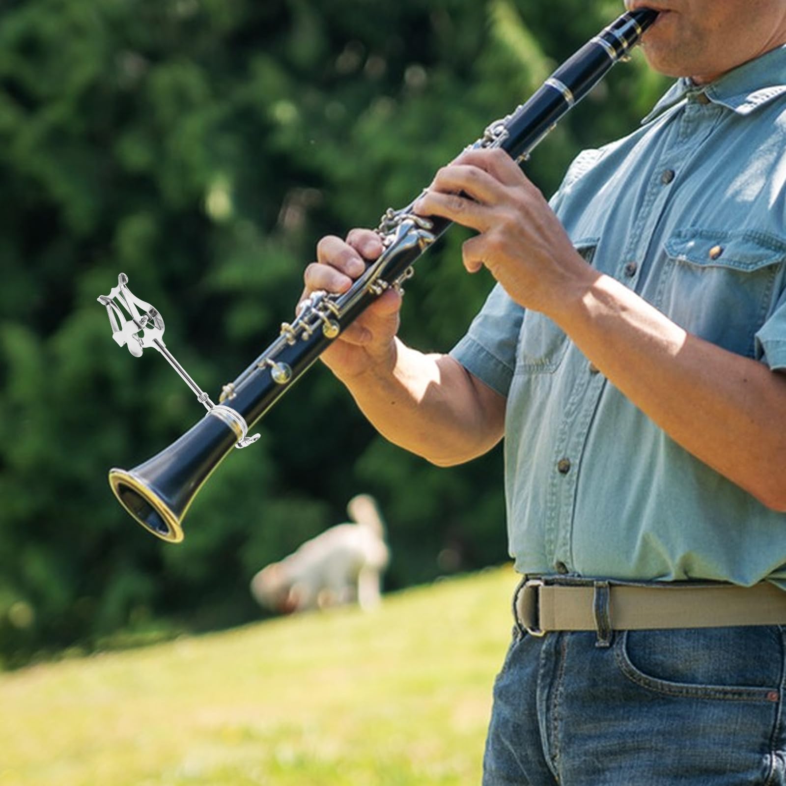 POPETPOP Soporte para Partituras de Clarinete Portátil, Clip para Partitura Musical, Hierro Plata, Sujeta la Partitura con Firmeza para Marcha