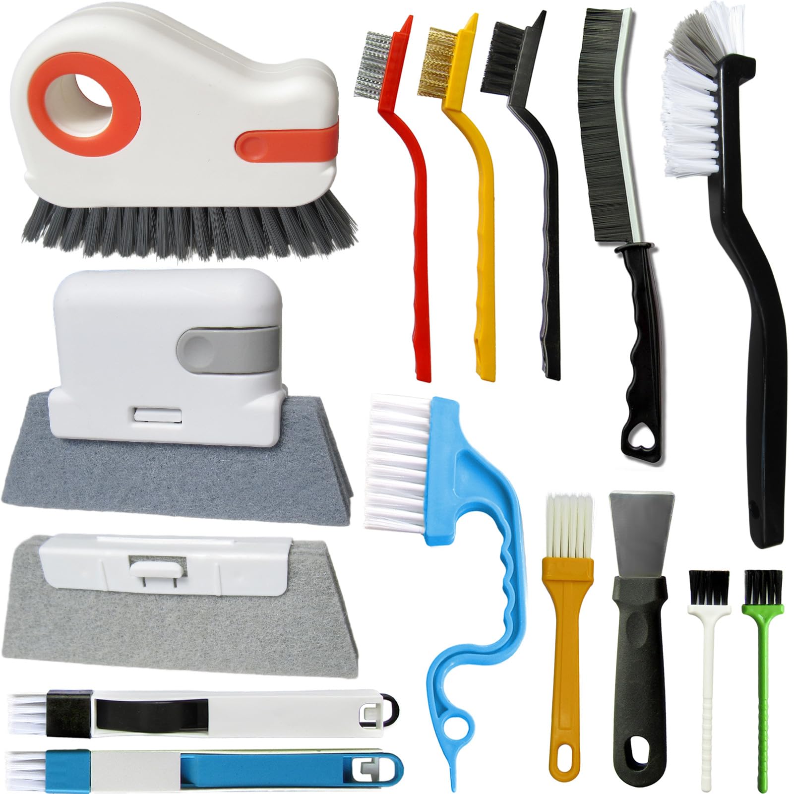 Crafnew Multicolor 15Pcs Window Track Cleaning Brush, 2026 Upgrade Window Groove Cleaner Tool, All Purpose Crevice Cleaning Brush, For Sliding Door Tracks, Window Sills, Tile, Bathroom Kitchen Deep Clean