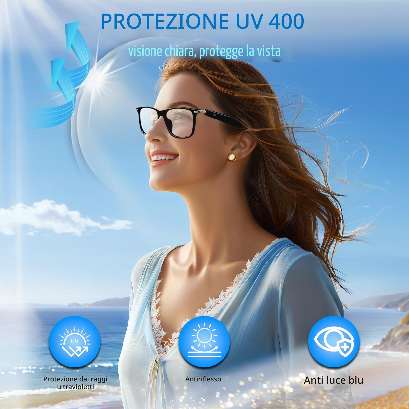Occhiali Smart Traduttore AI, Lenti Fotocromatiche, Occhiali da Bluetooth Sole Polarizzati con Interpretazione Simultanea, Traduttore Vocale per Uomini e Donne,110+ Languages