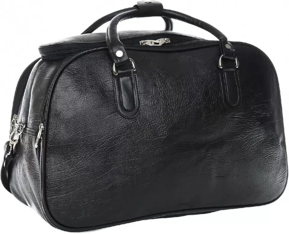 Mala de Bordo de Viagem pequena, Preta, Courino